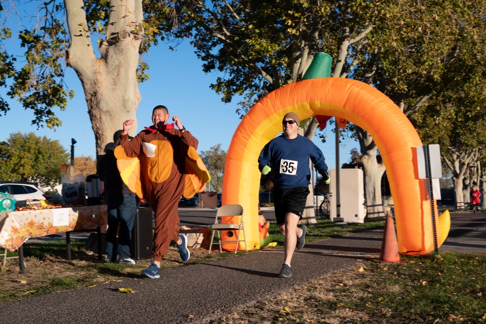 Trotting to the finish line at the Kirtland Turkey Trot