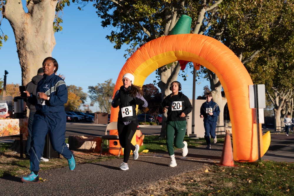 Trotting to the finish line at the Kirtland Turkey Trot
