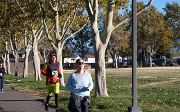 Trotting to the finish line at the Kirtland Turkey Trot