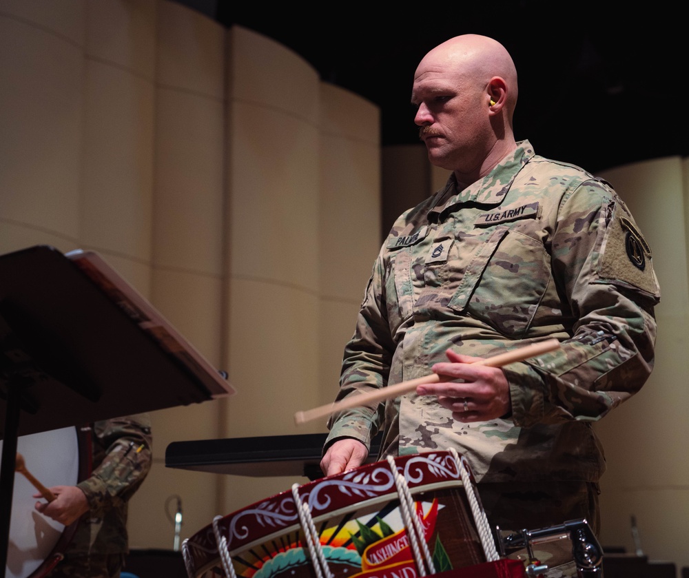 U.S. Army Herald Trumpets rehearse in anticipation of the 60th Presidential Inauguration