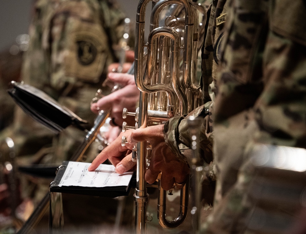 U.S. Army Herald Trumpets rehearse in anticipation of the 60th Presidential Inauguration