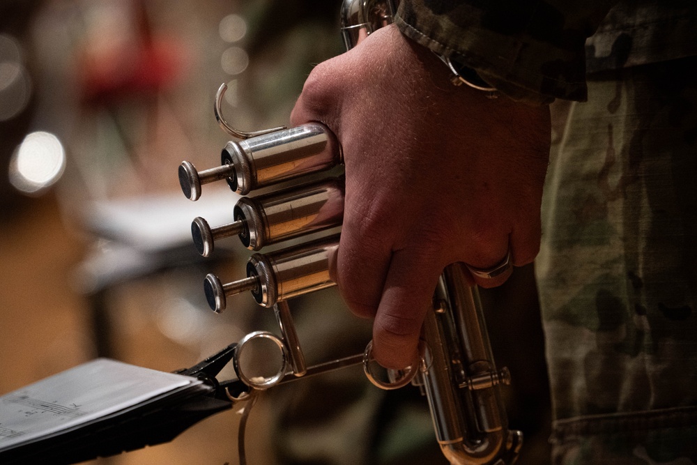 U.S. Army Herald Trumpets rehearse in anticipation of the 60th Presidential Inauguration