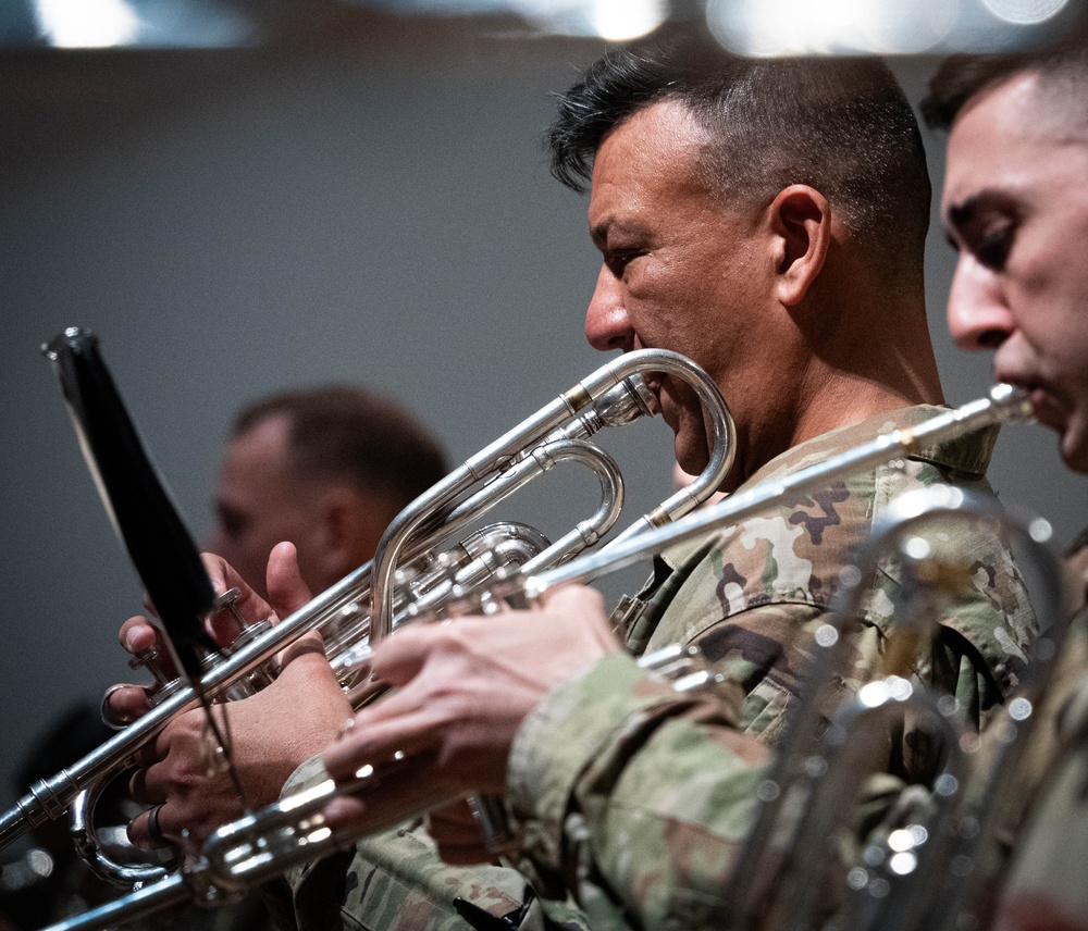 U.S. Army Herald Trumpets rehearse in anticipation of the 60th Presidential Inauguration