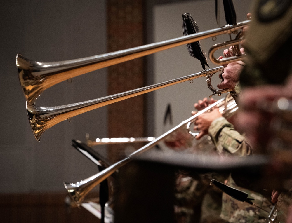 U.S. Army Herald Trumpets rehearse in anticipation of the 60th Presidential Inauguration