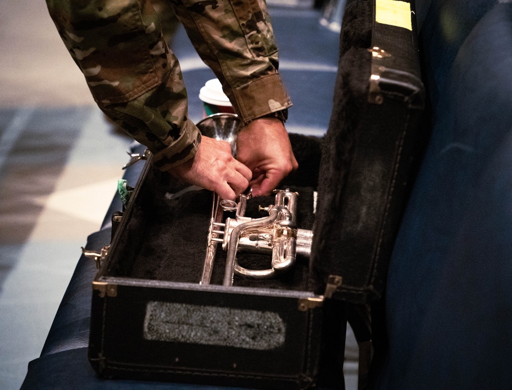 U.S. Army Herald Trumpets rehearse in anticipation of the 60th Presidential Inauguration