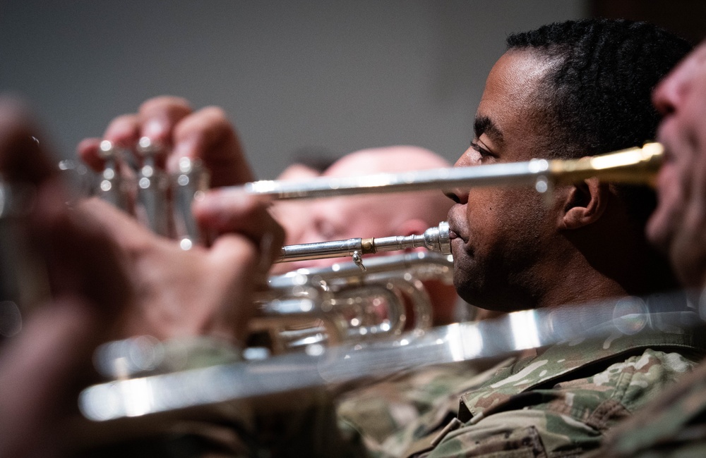 U.S. Army Herald Trumpets rehearse in anticipation of the 60th Presidential Inauguration