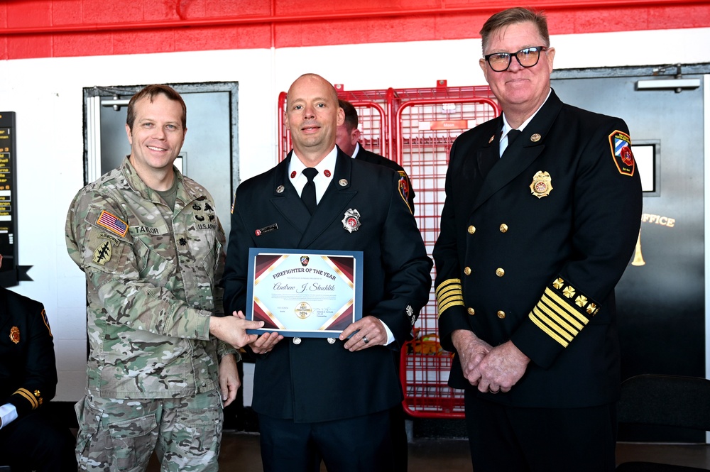 Firefighters respond to fire hours before recognition ceremony