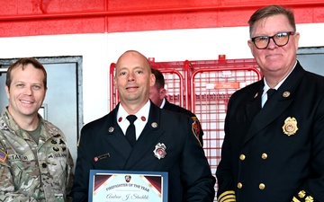 Firefighters respond to fire hours before recognition ceremony