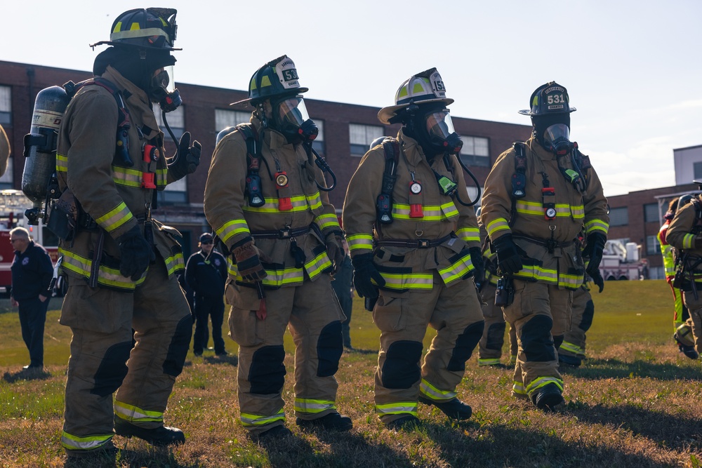 Quantico Fire and Emergency Services participate in emergency evacuation exercise