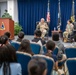 Lt. Gen. Philip Garrant and Chief Master Sgt. Jacqueline Sauvé participate in a Q&amp;A session with students from Ramona Elementary School