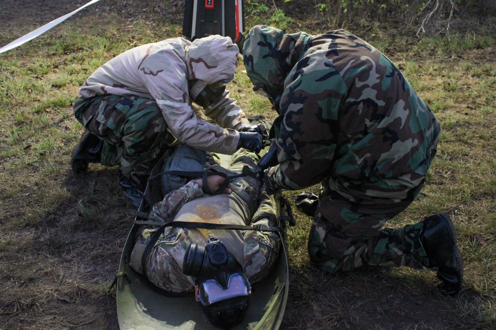 Soldiers Execute CBRN Lane at the Medical Readiness Command, West, Best Medic Competition 2024