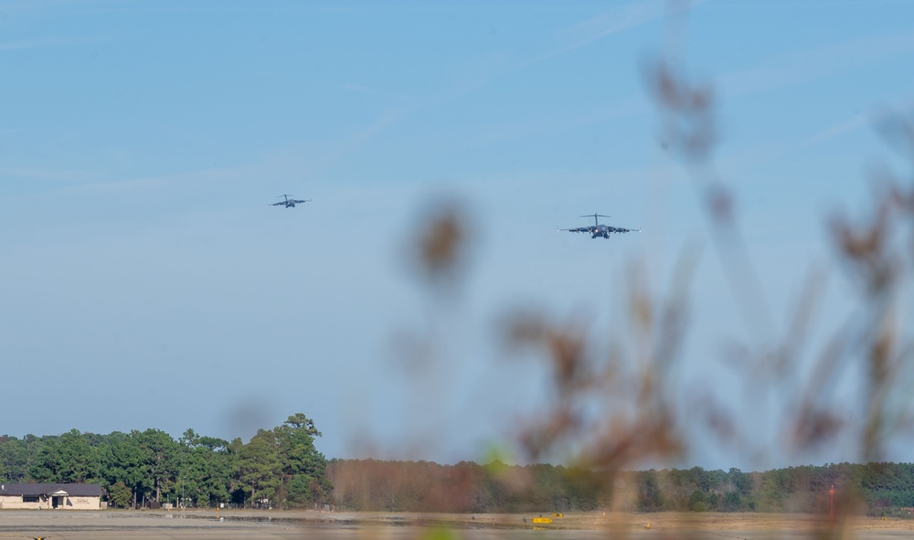 JB Charleston C-17s arrive at Pope Army Airfield for BMTW