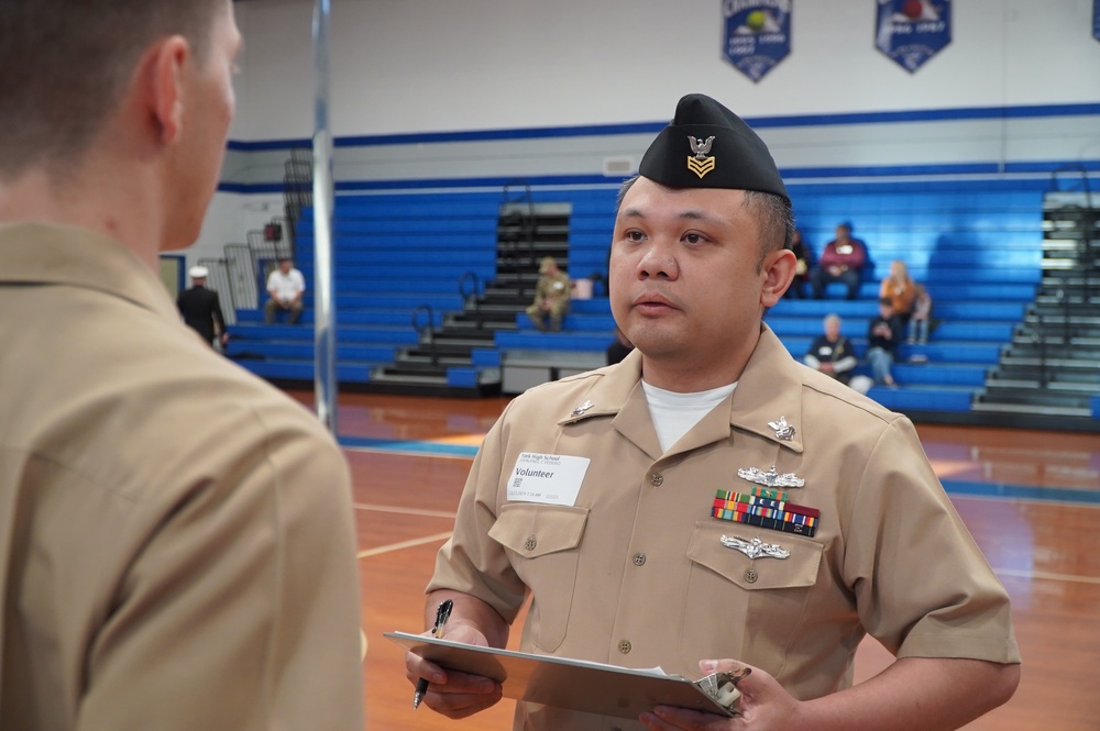 NWS Yorktown Sailors volunteer at York High School during annual NJROTC event