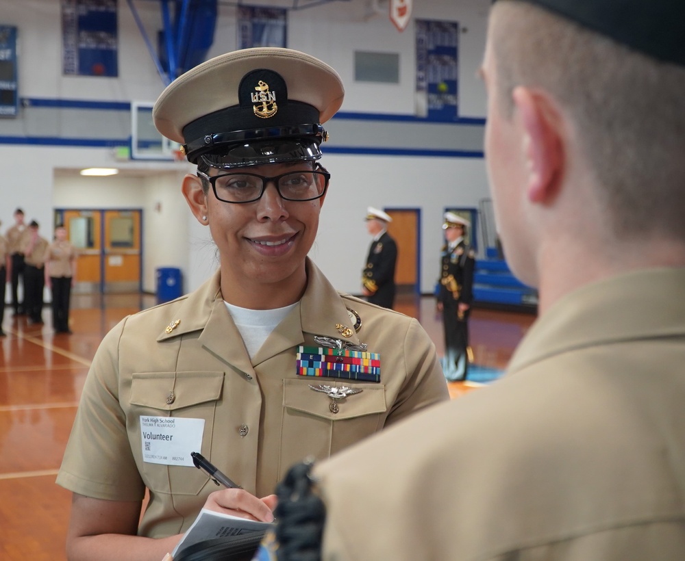 NWS Yorktown Sailors volunteer at York High School during annual NJROTC event