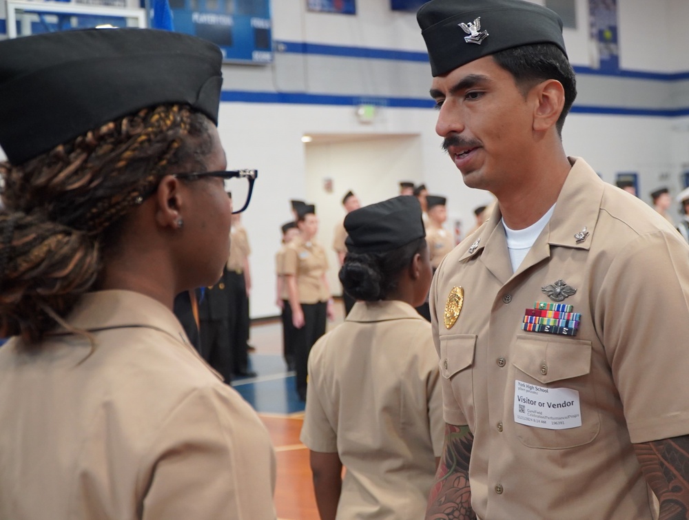 NWS Yorktown Sailors volunteer at York High School during annual NJROTC event