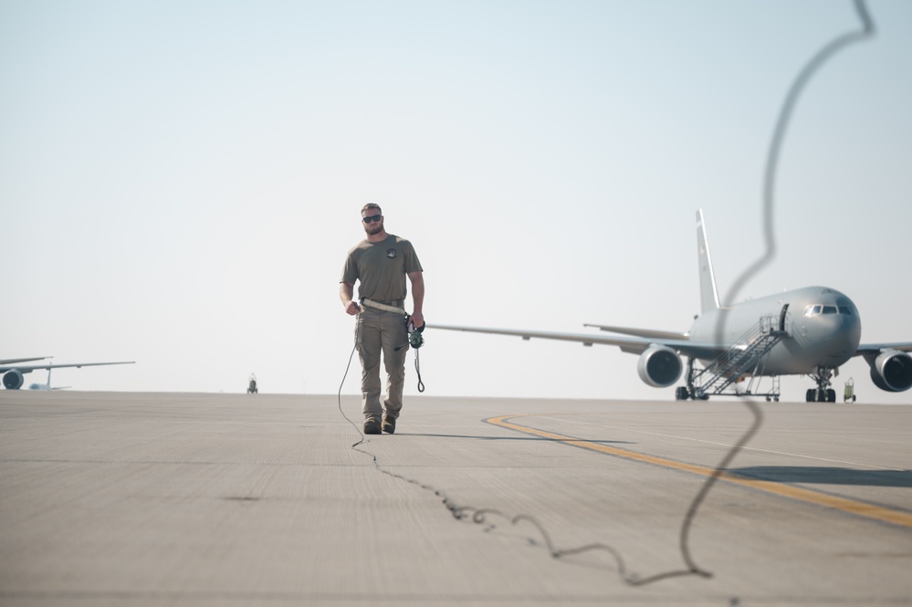 U.S. KC-135 refuels aircraft over U.S. CENTCOM