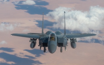 U.S. KC-135 refuels aircraft over U.S. CENTCOM