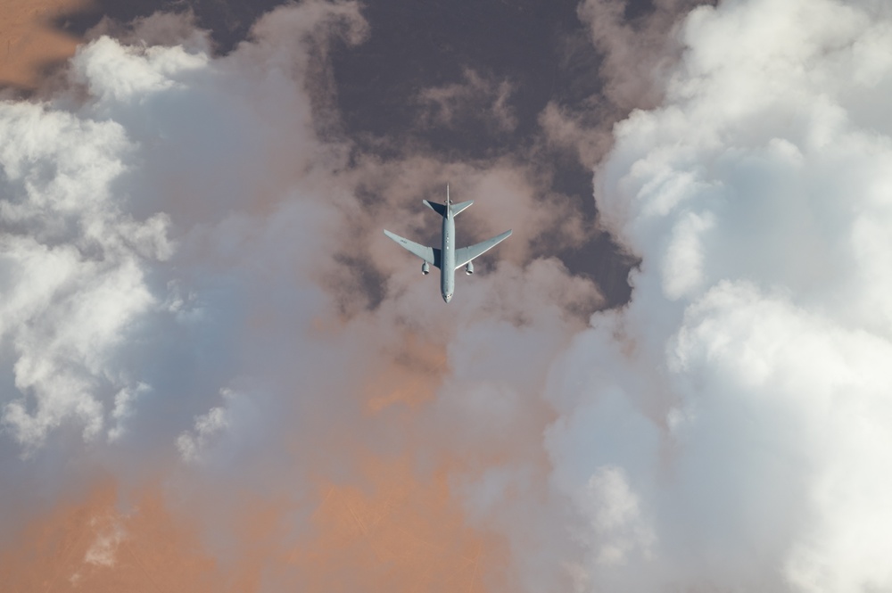 U.S. KC-135 refuels aircraft over U.S. CENTCOM