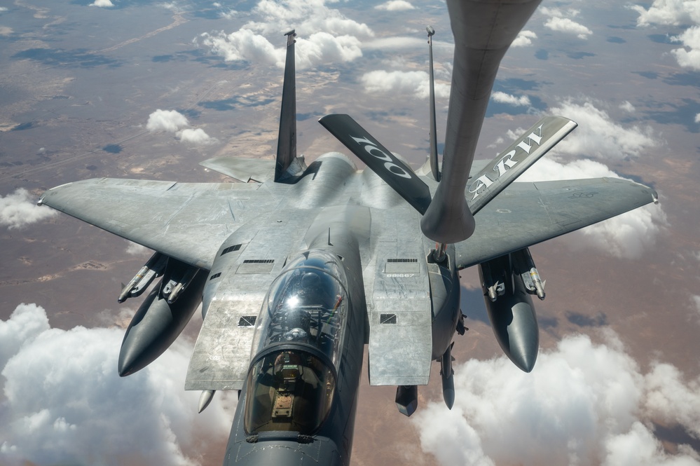 U.S. KC-135 refuels aircraft over U.S. CENTCOM