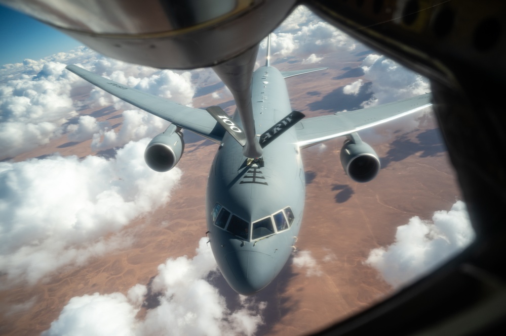 U.S. KC-135 refuels aircraft over U.S. CENTCOM