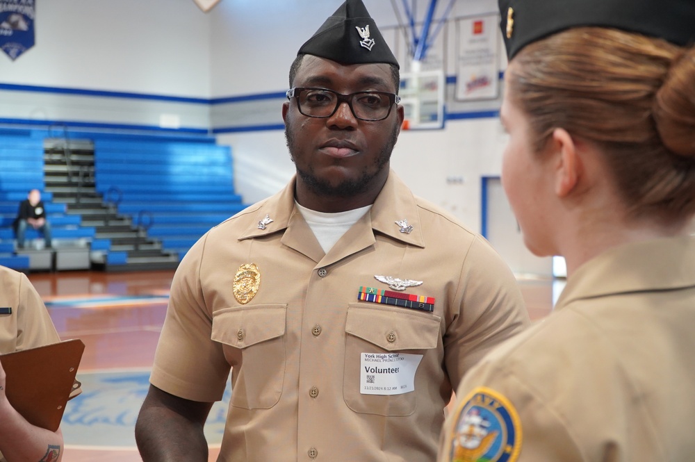 NWS Yorktown Sailors volunteer at York High School during annual NJROTC event