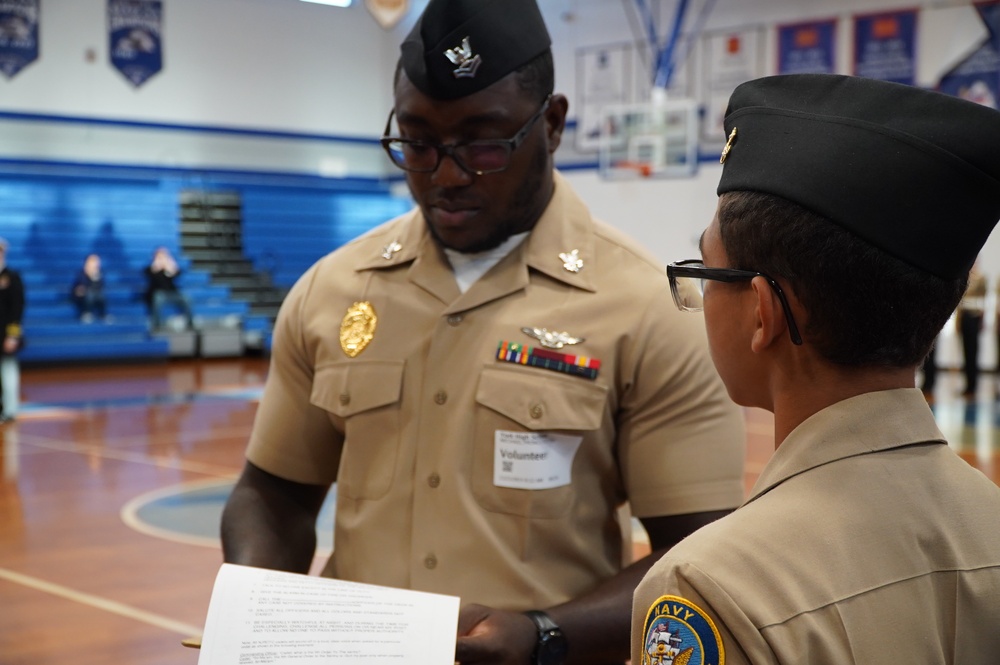 NWS Yorktown Sailors volunteer at York High School during annual NJROTC event