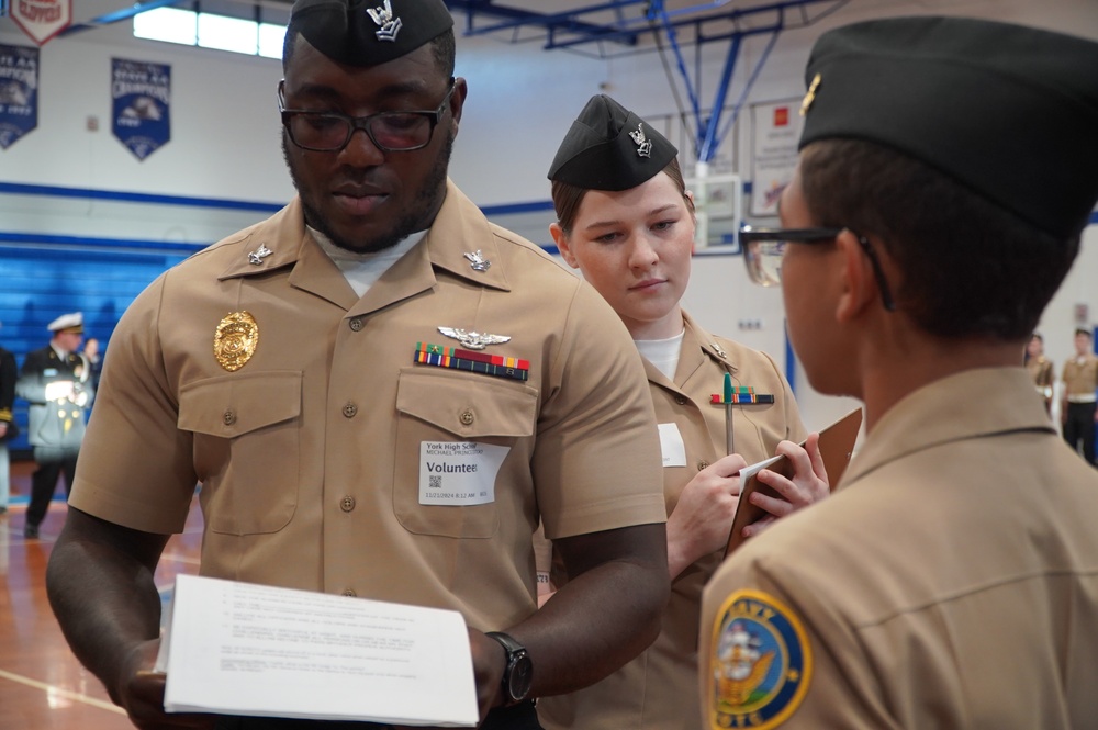 NWS Yorktown Sailors volunteer at York High School during annual NJROTC event