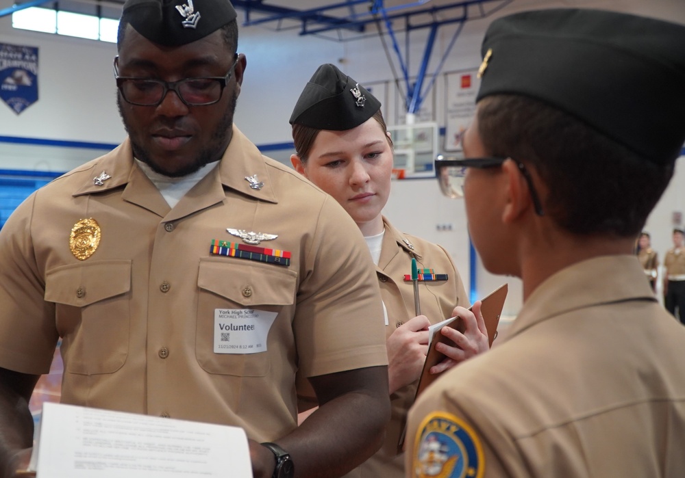 NWS Yorktown Sailors volunteer at York High School during annual NJROTC event