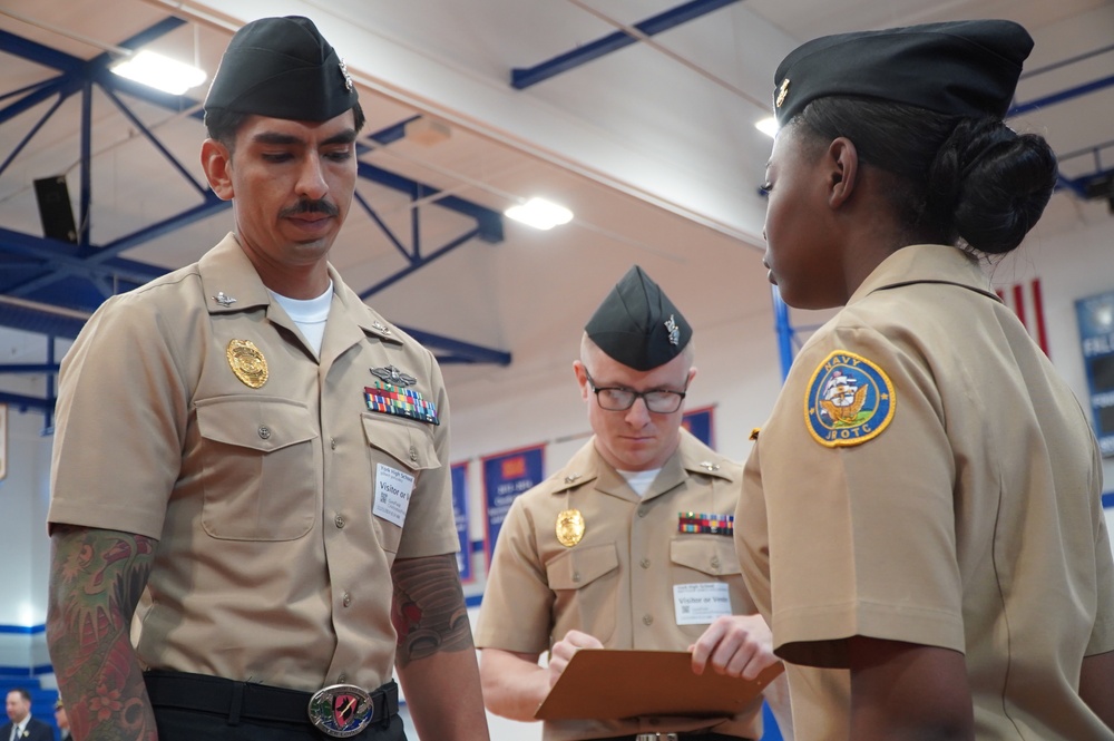 NWS Yorktown Sailors volunteer at York High School during annual NJROTC event