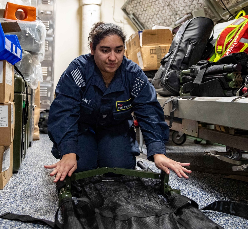 USS George Washington Sailors Maintain Stretcher