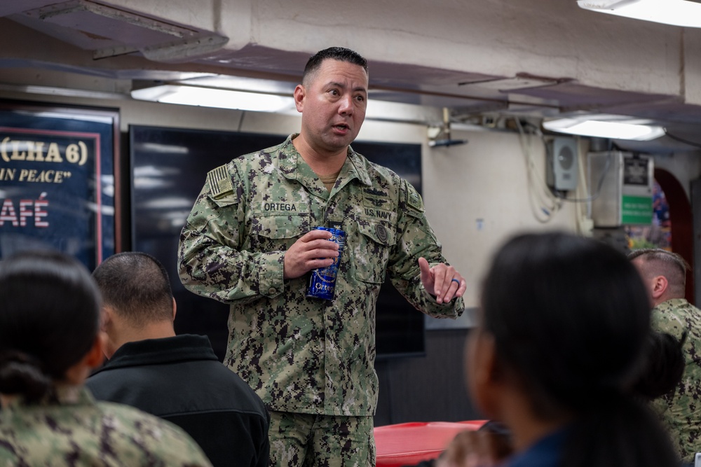 ESG 7 Leadership Meets With Sasebo Waterfront Junior Enlisted aboard USS America (LHA 6)A 6)