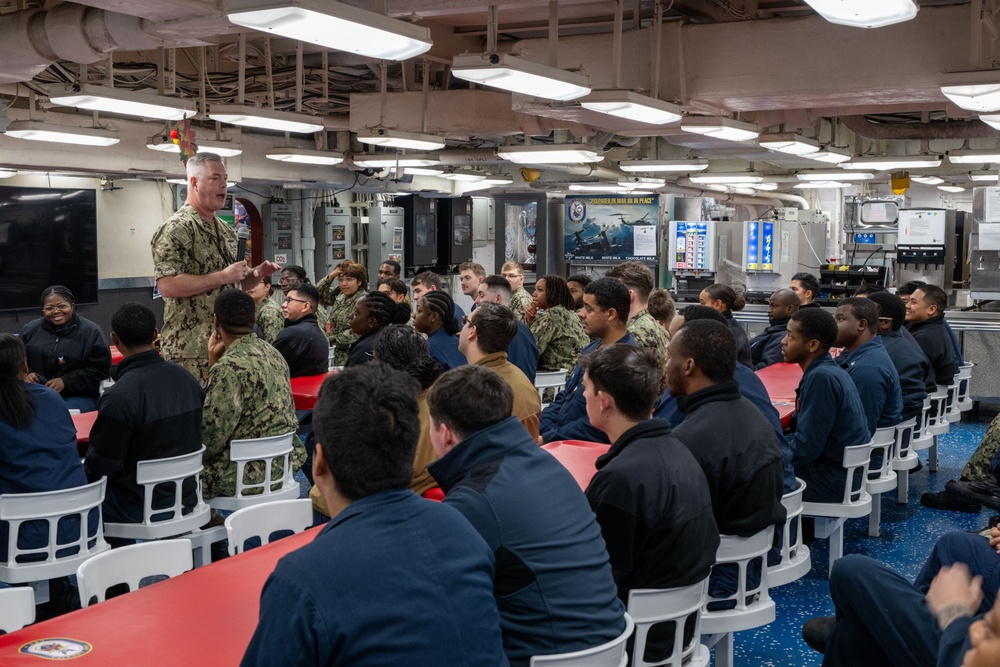 ESG 7 Leadership Meets With Sasebo Waterfront Junior Enlisted aboard USS America (LHA 6)