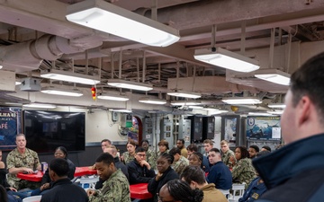 ESG 7 Leadership Meets With Sasebo Waterfront Junior Enlisted aboard USS America (LHA 6)