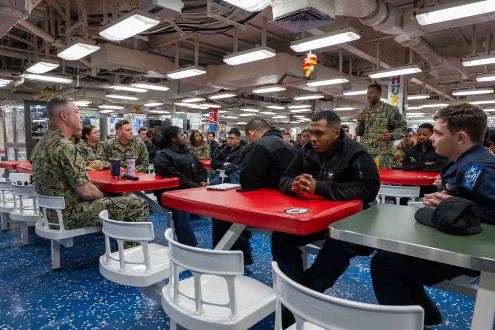 ESG 7 Leadership Meets With Sasebo Waterfront Junior Enlisted aboard USS America (LHA 6)