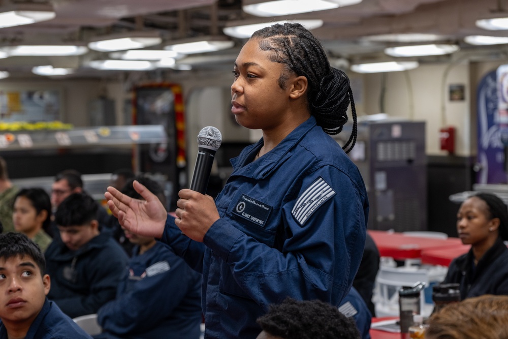 ESG 7 Leadership Meets With Sasebo Waterfront Junior Enlisted aboard USS America (LHA 6)