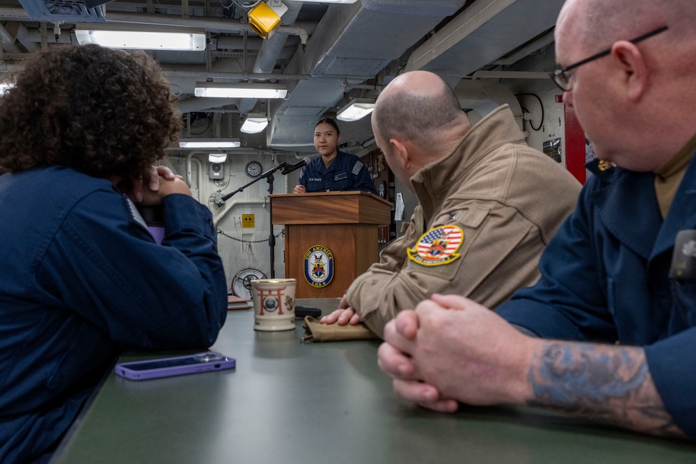 USS America (LHA 6) Holds National American Indian Heritage Month Observance