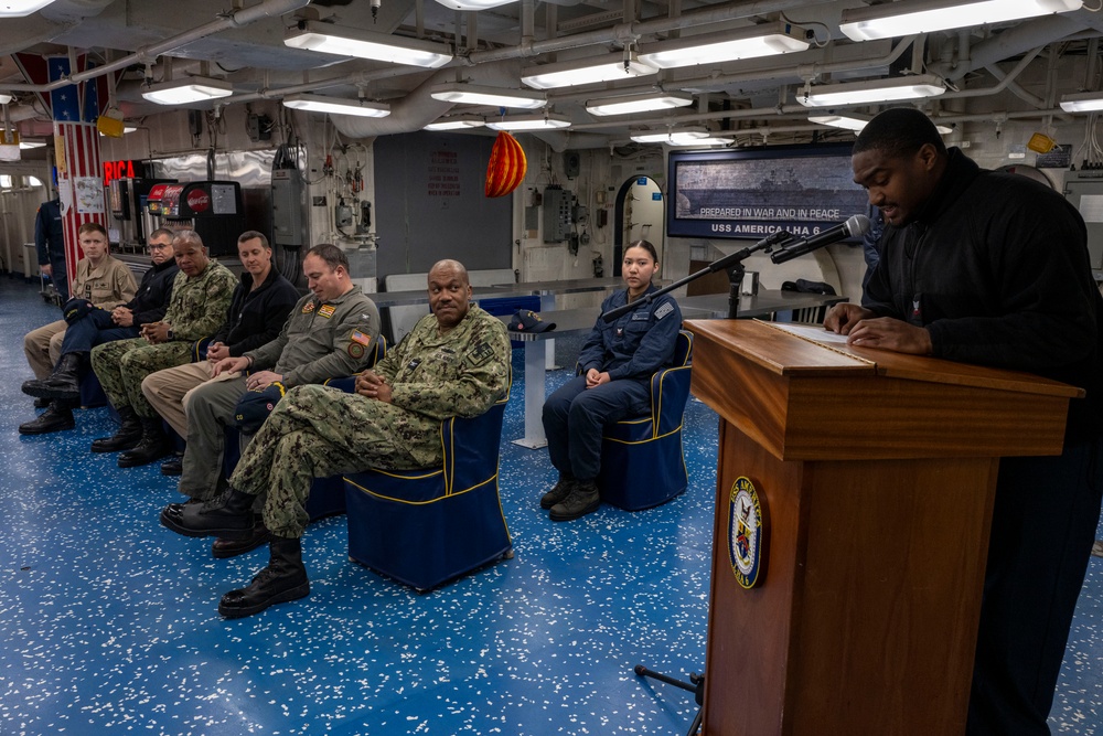 USS America (LHA 6) Holds National American Indian Heritage Month Observance