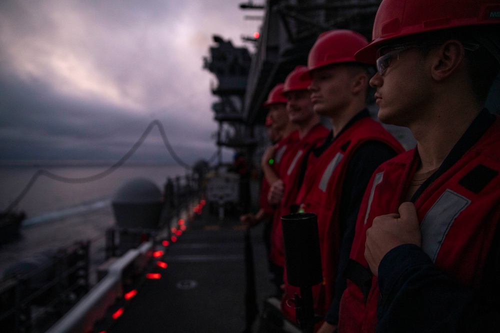 Tripoli Sailors Perform A Replenishment-At-Sea