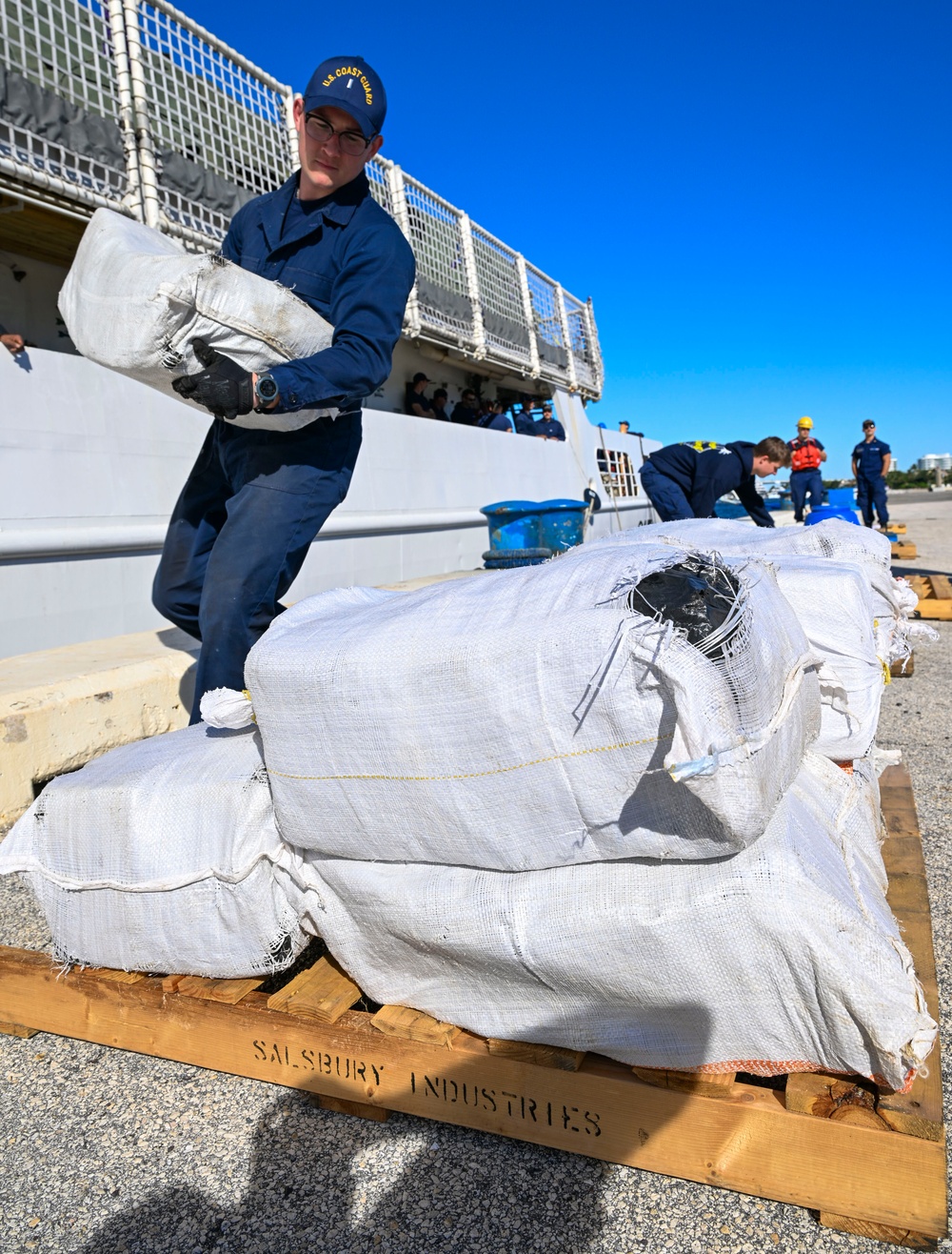 Coast Guard Cutter Vigilant returns home following contraband offload worth an estimated $18 million interdicted in Caribbean Sea