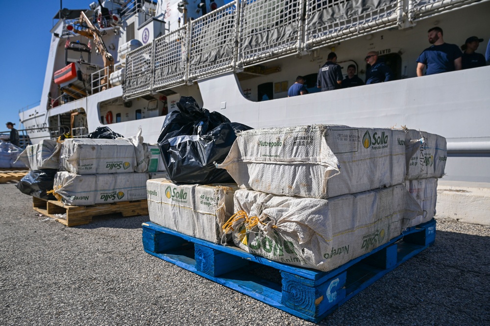 Coast Guard Cutter Vigilant returns home following contraband offload worth an estimated $18 million interdicted in Caribbean Sea