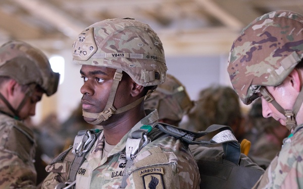 Paratroopers from the 173rd Airborne Brigade conduct a routine jump in Aviano