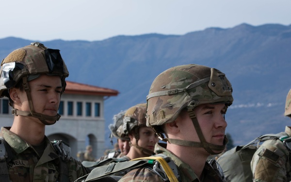 Paratroopers from the 173rd Airborne Brigade conduct a routine jump in Aviano
