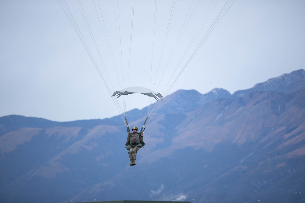 Paratroopers from the 173rd Airborne Brigade conduct a routine jump in Aviano
