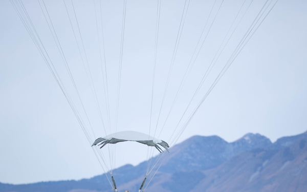 Paratroopers from the 173rd Airborne Brigade conduct a routine jump in Aviano