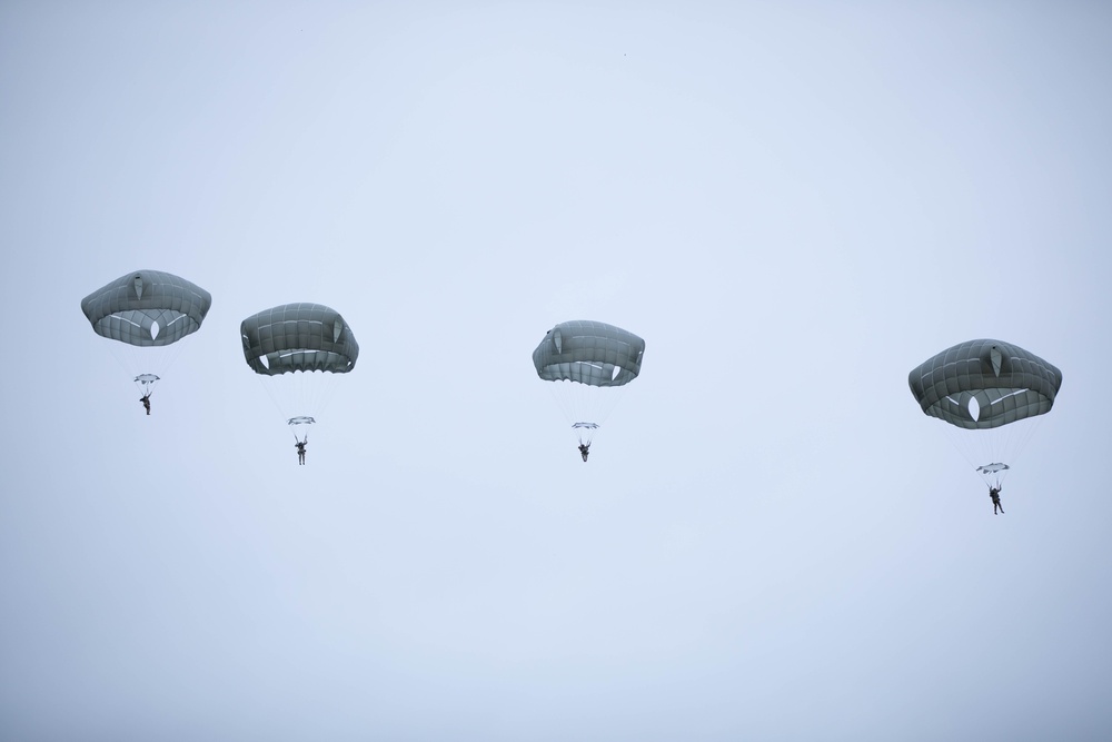 Paratroopers from the 173rd Airborne Brigade conduct a routine jump in Aviano