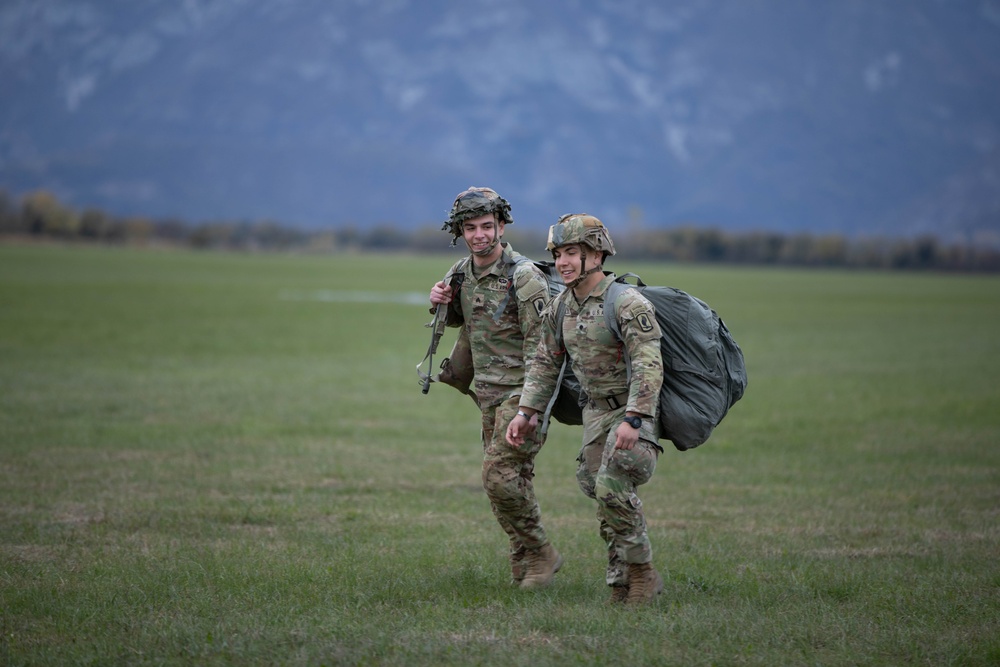Paratroopers from the 173rd Airborne Brigade conduct a routine jump in Aviano