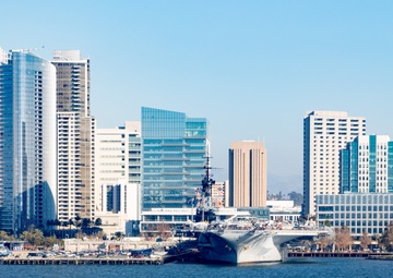 Peruvian Navy Submarine BAP Pisagua Passes USS Midway Museum