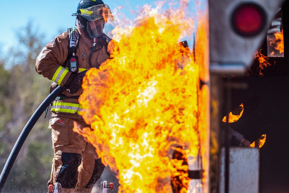 JBSA firefighters train with aircraft live fire