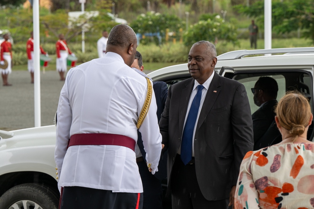 Secretary Austin at Blackrock Peacekeeping, Humanitarian Assistance, Disaster Relief Camp