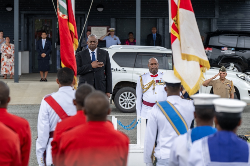 Secretary Austin at Blackrock Peacekeeping, Humanitarian Assistance, Disaster Relief Camp